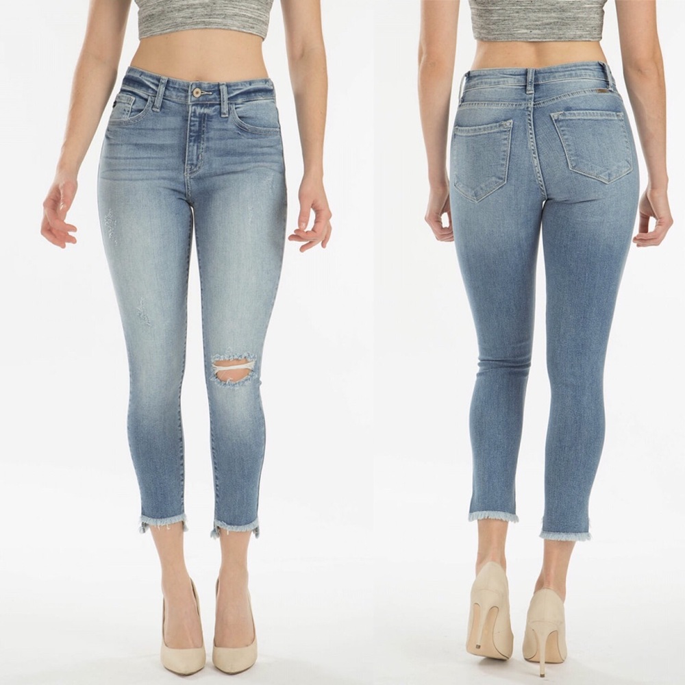NWT Kan Can Jeans High Rise Crop Step Hem